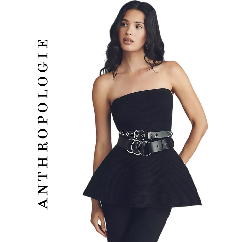 Anthropologie Maeve Strapless Peplum Knit Top